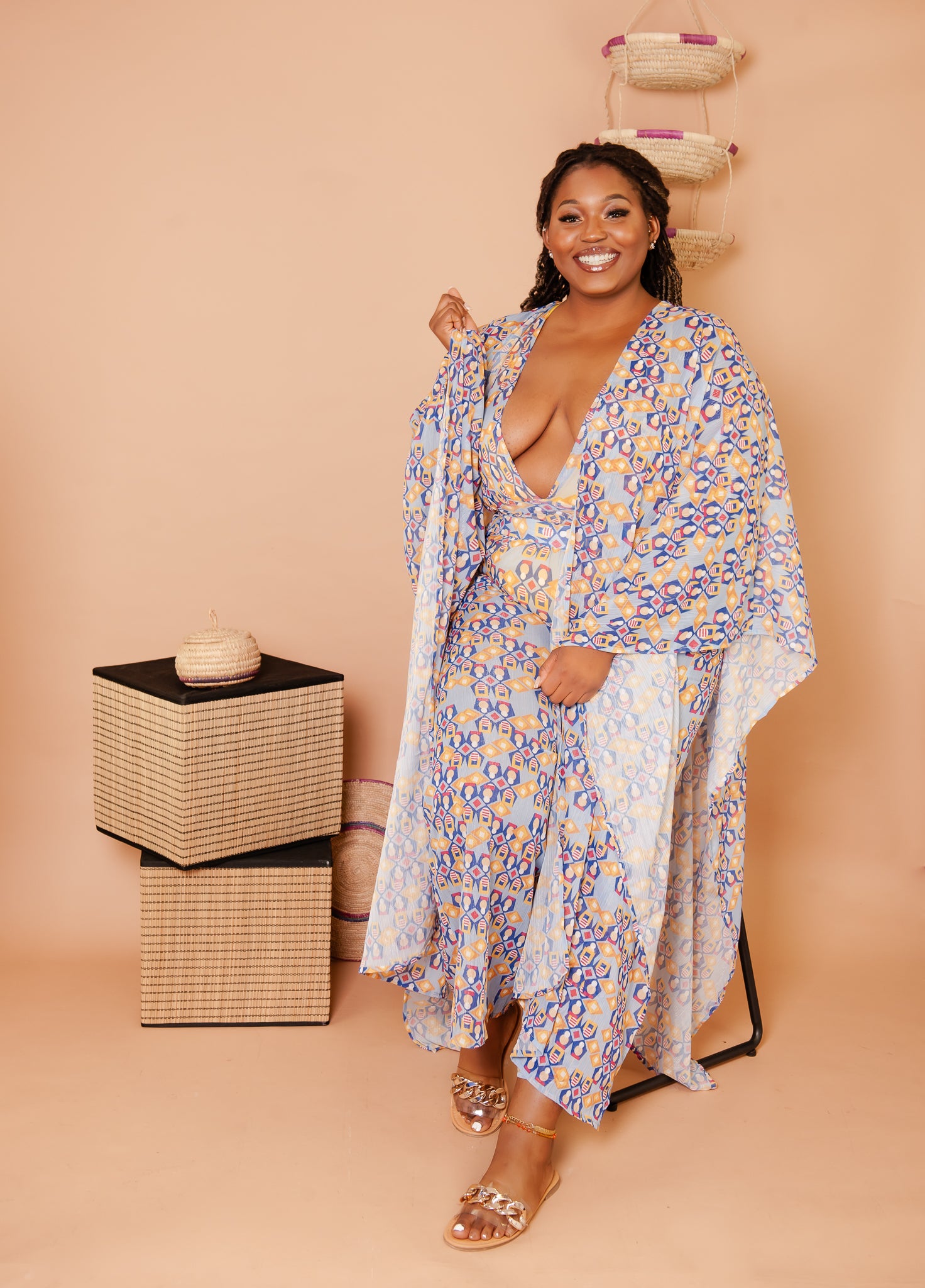 Stone Flare Beach-Cover Up (Blue)