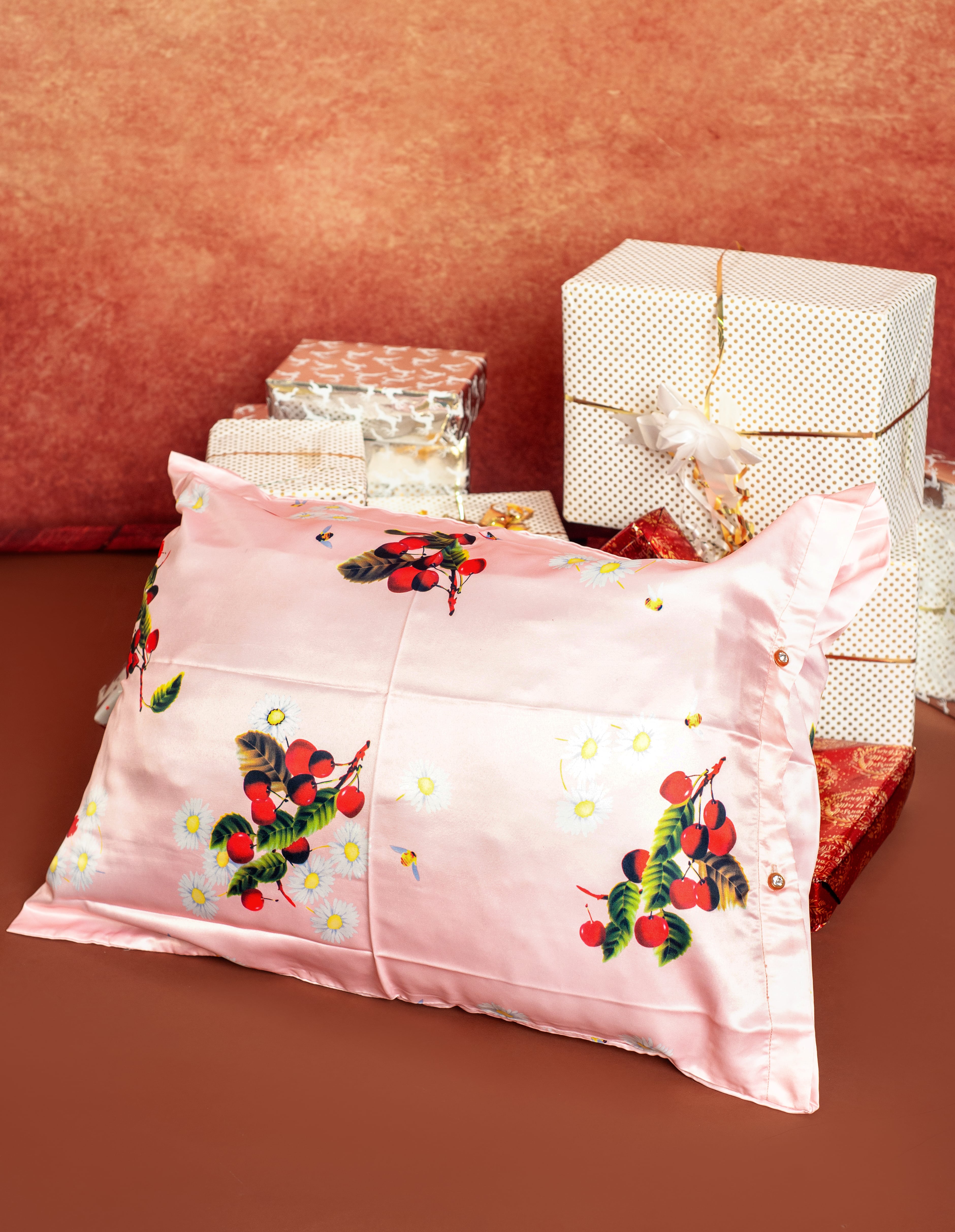 Cherry Blossom Festive Bundle- Pillow Case, Hair Bonnet, Scarf